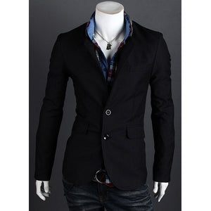 Fashion Style Personality Color Block Lapel Slimming Long Sleeves Men's Cotton Blend Blazer