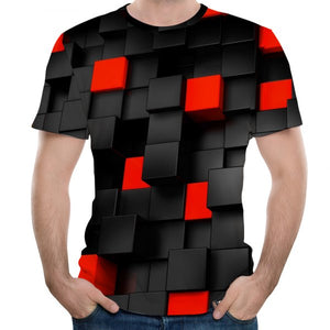 New Fashion Concave and Convex Lattice 3D Printed Men's Short Sleeve T-shirt