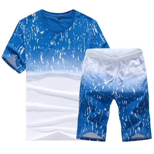 Summer Fashion Snowflake Man Short Sleeve T-shirt Suit