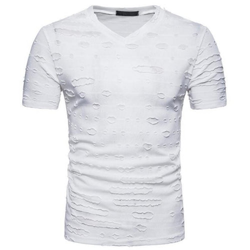 Men's Casual Holes Slim Fit Short Sleeve T-shirts