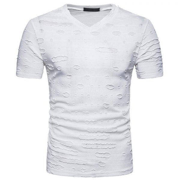 Men's Casual Holes Slim Fit Short Sleeve T-shirts