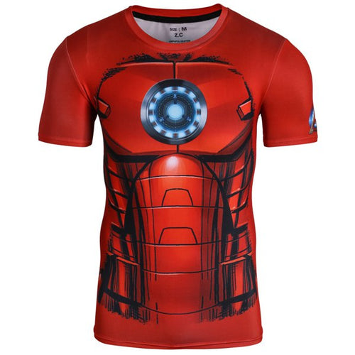 Fitted Iron Man Costume Round Neck Short Sleeve Quick-Dry T-Shirt For Men