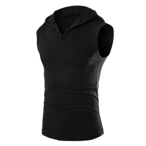 Casual Hooded Solid Color Tank Top For Men