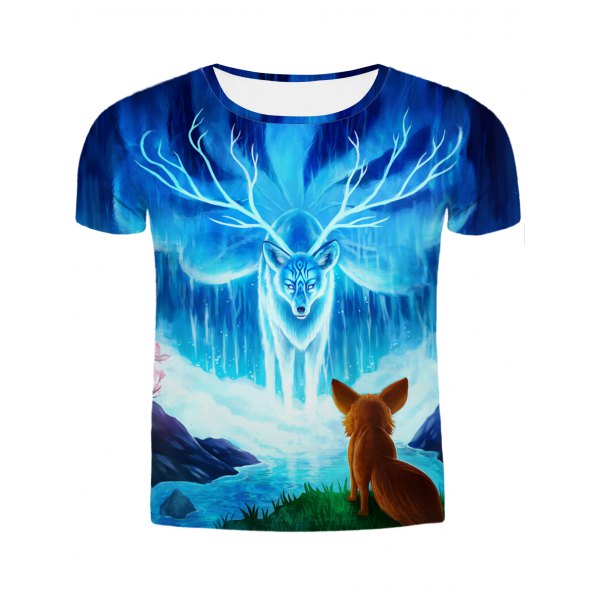 Hot Sale Round Neck 3D Animal Printing Slimming Short Sleeves T-Shirt For Men