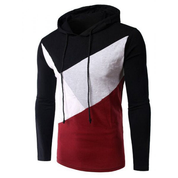 Casual Style Color Block Spliced Long Sleeve Hoodie For Men