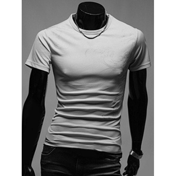 Tattoo Style Chinoiserie Printed Round Neck Short Sleeve T-Shirt For Men