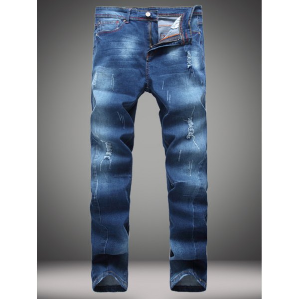 Zip-Fly Straight Leg Frayed Jeans for men