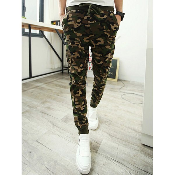 Single Pocket Back Camo Drawstring Army Jogger Pants