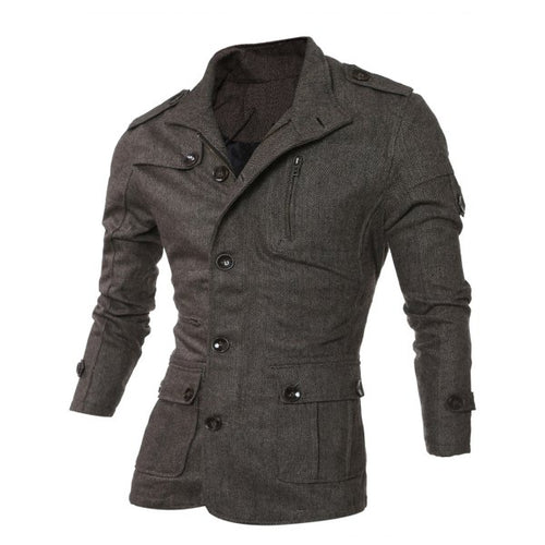 Epaulet Design Single-Breasted Pockets Jacket