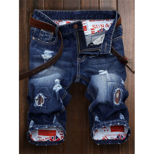 Patch Embellished Ripped Denim Jean Shorts