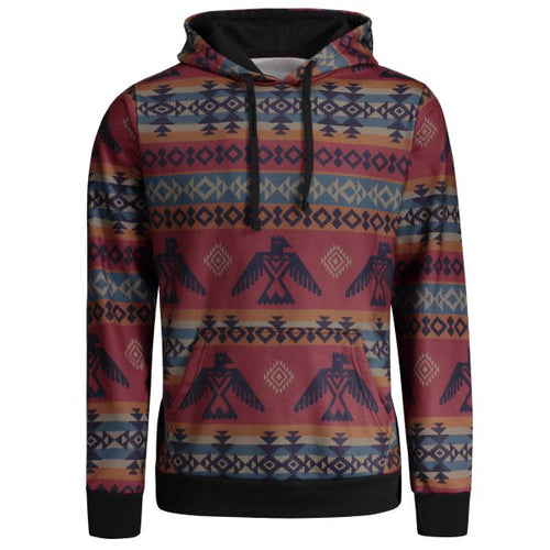 Kangaroo Pocket Tribal Printed Hoodie