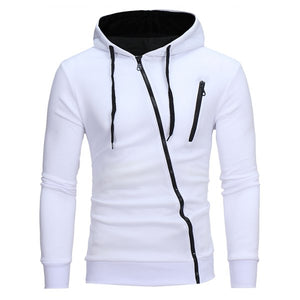 Oblique Zippers Color Block Fleece Hoodie