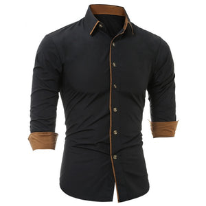 Turndown Collar Color Block Edging Shirt