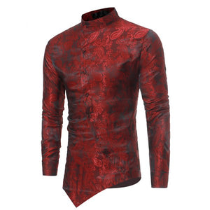 Brocade Paisley Asymmetrical Hem Shirt