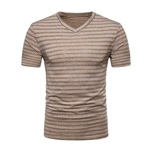 V Neck Panel Striped T-shirt