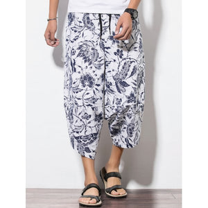 Drawstring Flower Print Nine Minutes of Jogger Pants