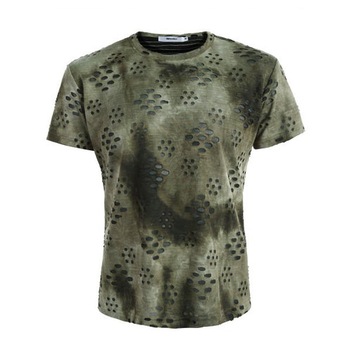 Mesh Broken Holes Distressed Tee Shirt