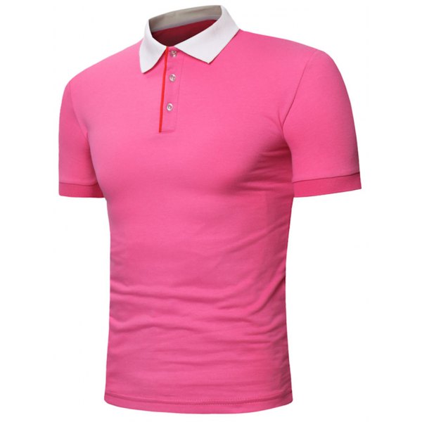 Short Sleeve Color Block Stretch Pique Polo T-shirt