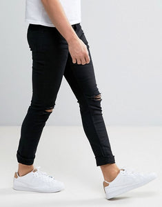 New Look Skinny Jeans With Knee Rips In Black for men