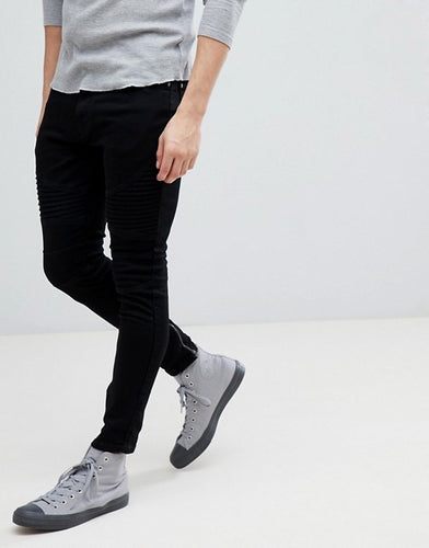 Mango Man Biker Jeans In Black