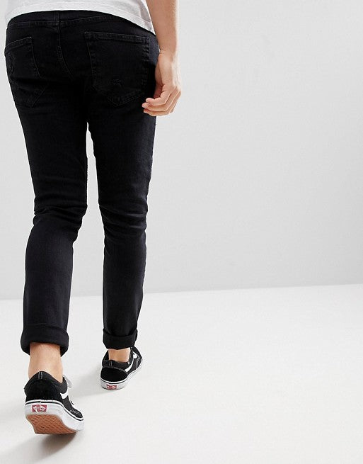 Only & Sons Skinny Jeans With Distressed Biker Knees